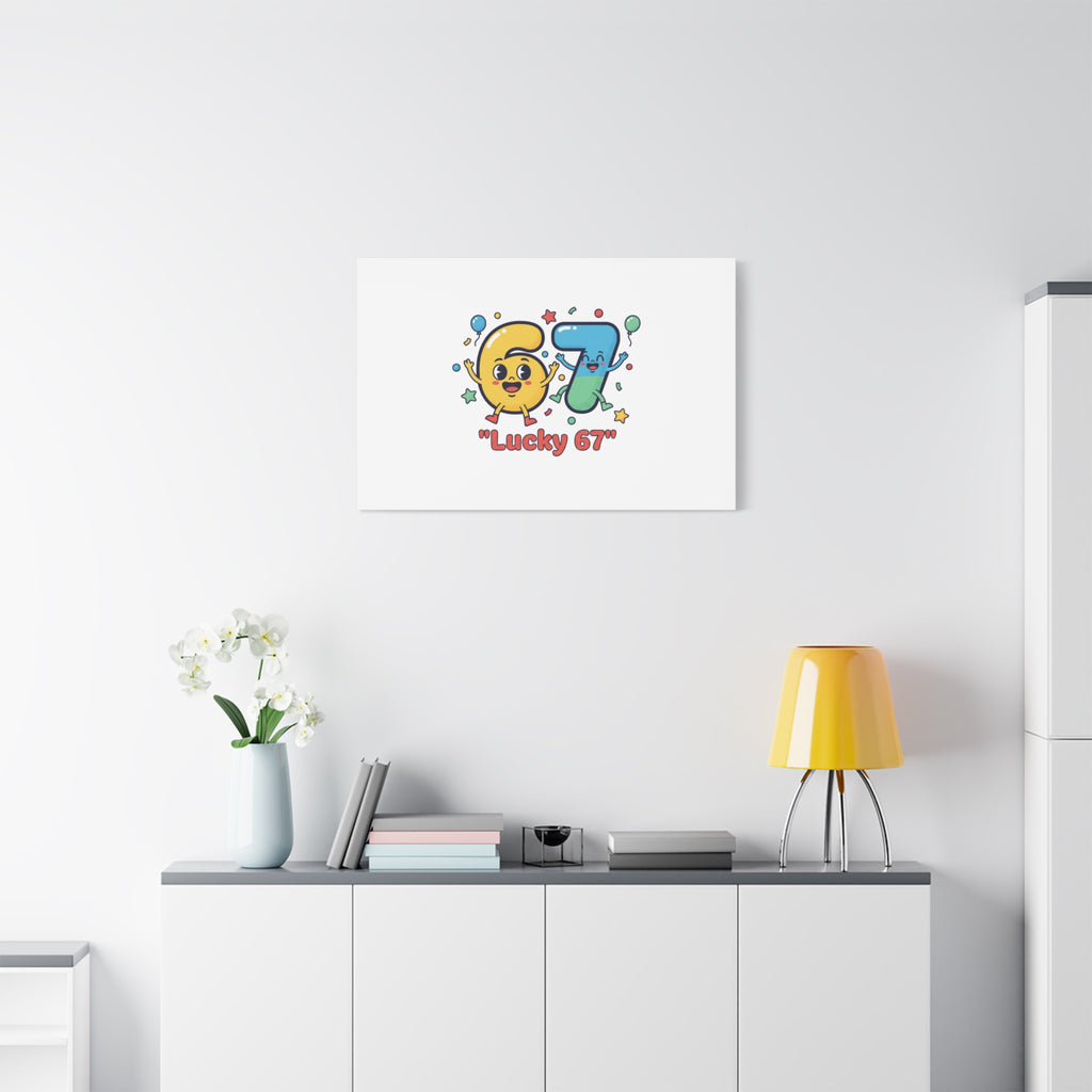 Lucky 67 Canvas, Stretched Matte | 67 meme, absurdist humor