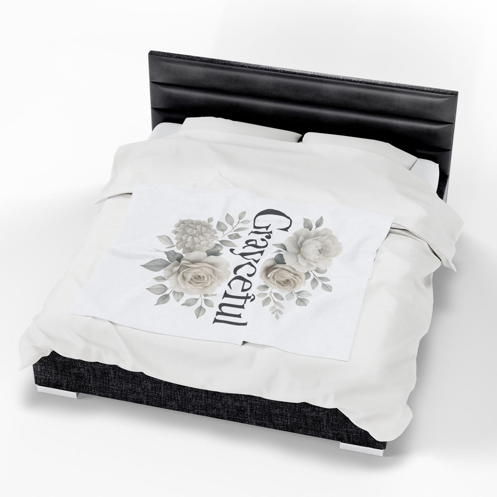 Elegant Floral Throw Blanket - Cozy Velveteen Plush Blanket for Home Decor, Gift for Her, Modern Chic Style, Occasion: Birthdays, [...]