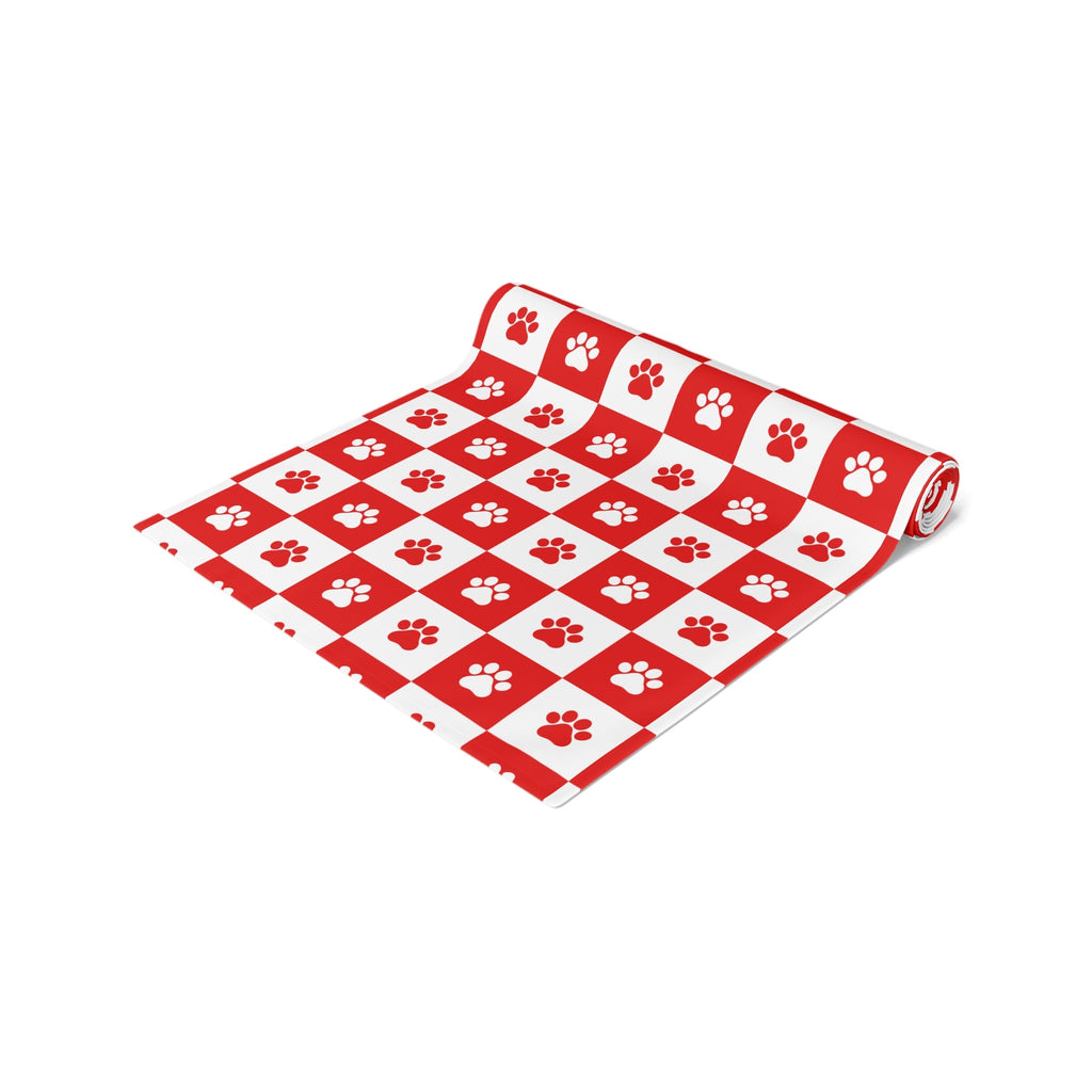 Red & White Paws Table Runner (Cotton, Poly)