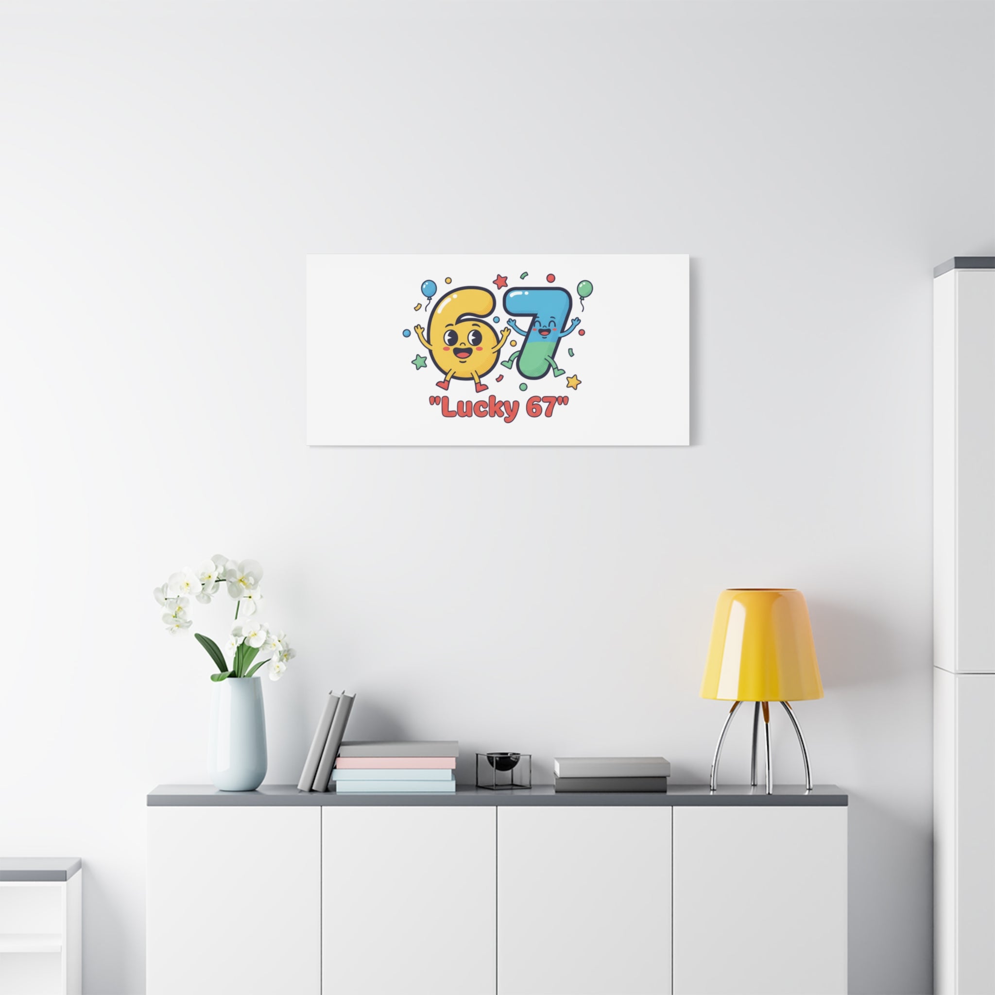 Lucky 67 Canvas, Stretched Matte | 67 meme, absurdist humor