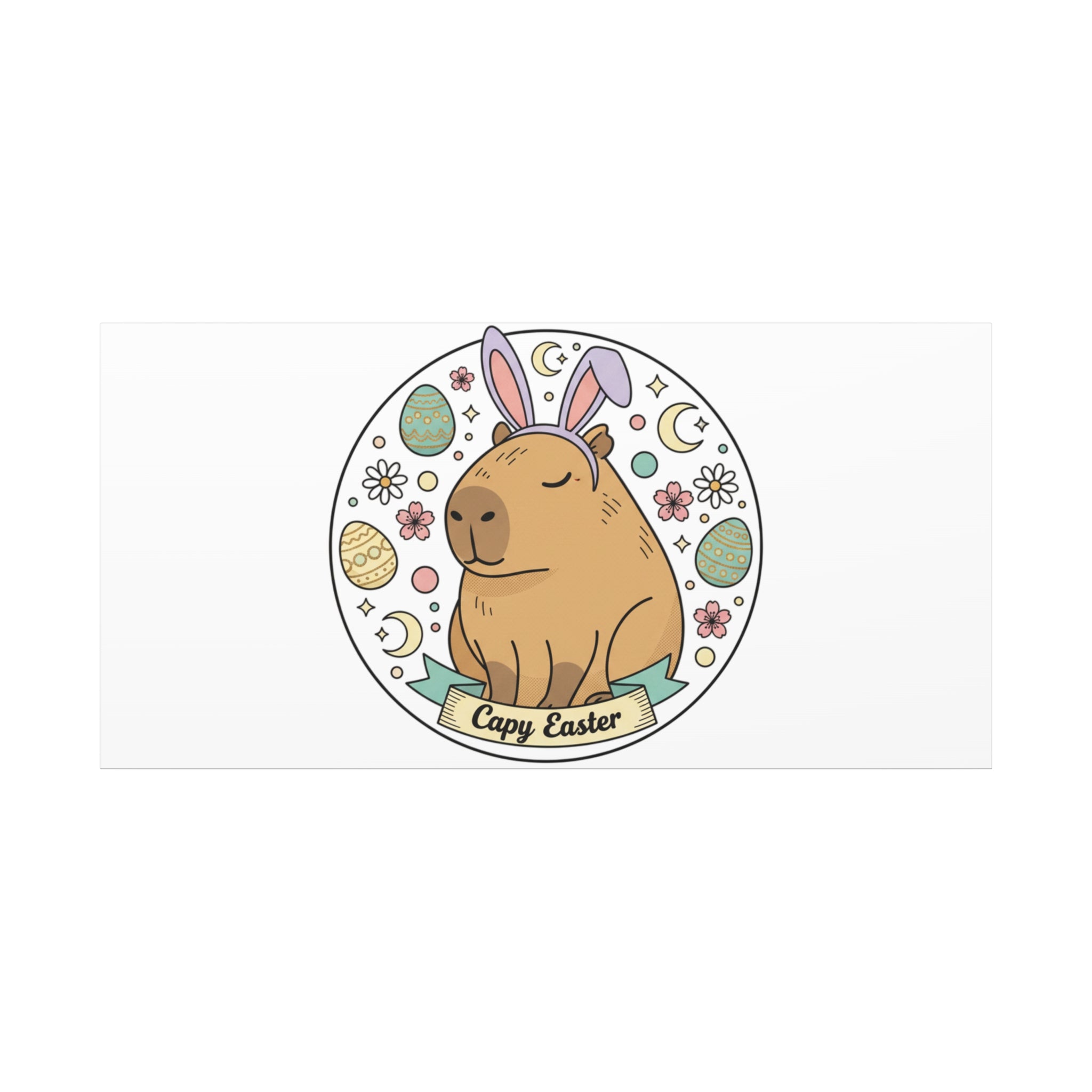 Capy Easter Canvas, pastel bunny aesthetic | cottagecore spring wall art
