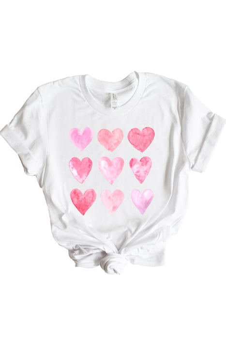 Watercolor Hearts Tee 1756