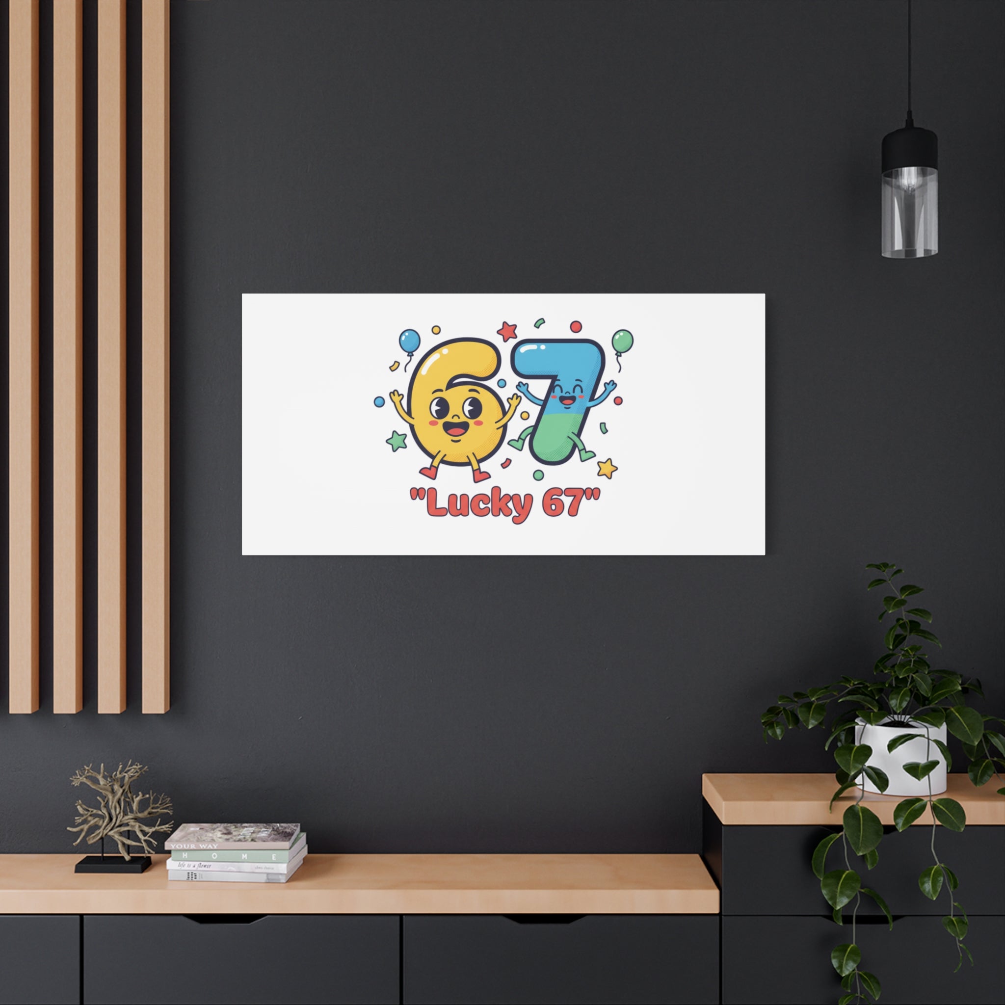 Lucky 67 Canvas, Stretched Matte | 67 meme, absurdist humor