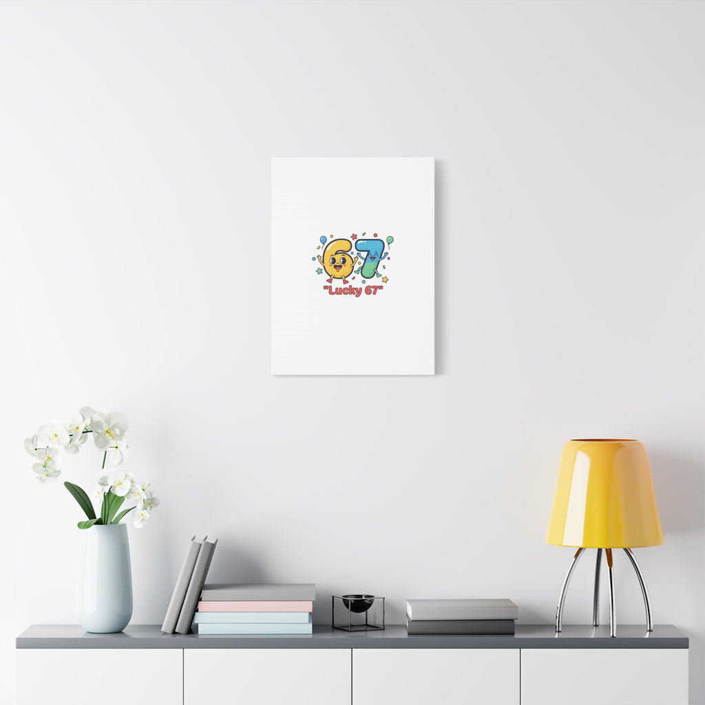 Lucky 67 Canvas, Stretched Matte | 67 meme, absurdist humor