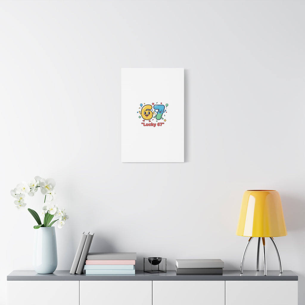 Lucky 67 Canvas, Stretched Matte | 67 meme, absurdist humor