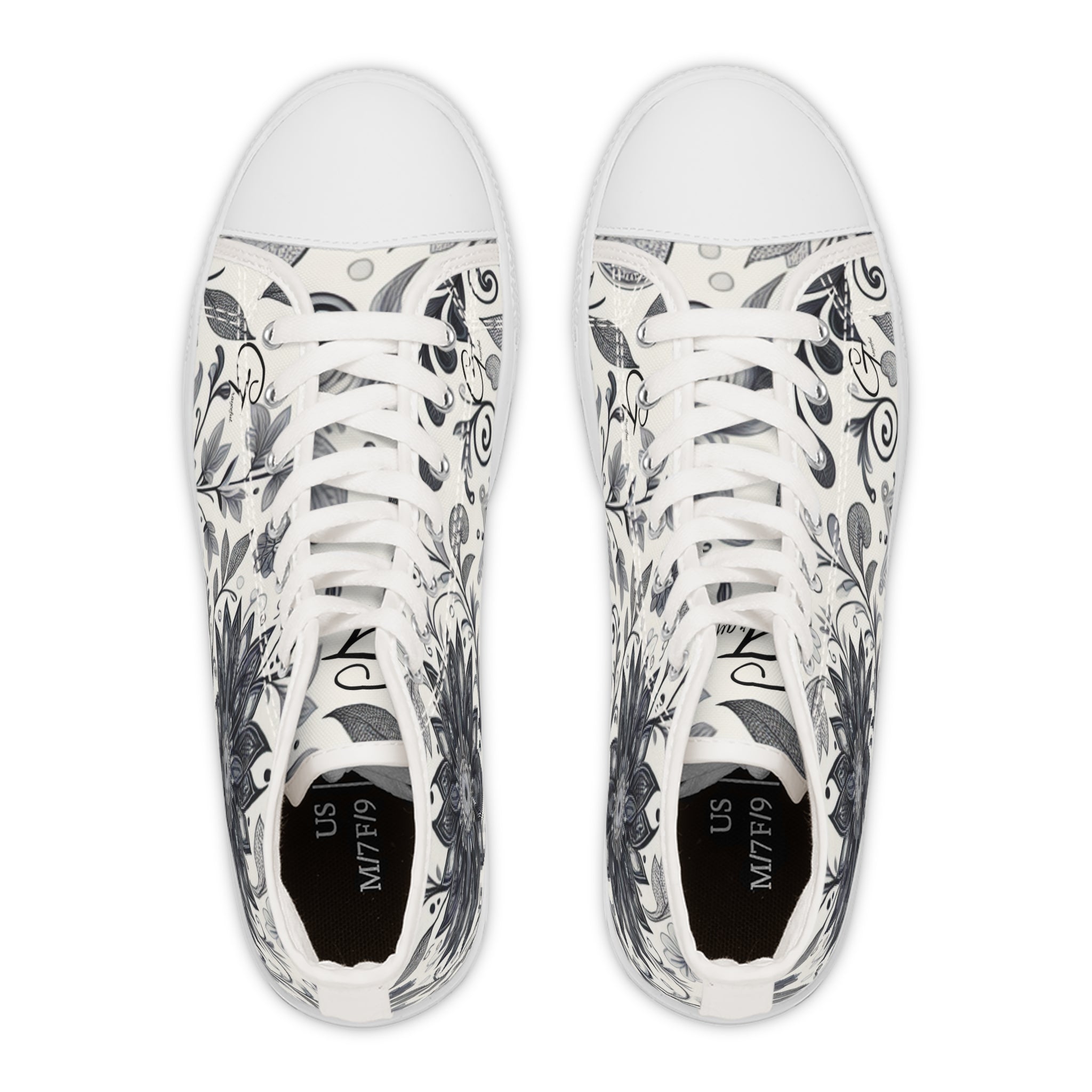 Elegant Floral Women's High Top Sneakers | Stylish Footwear for All Occasions, Casual Wear, Unique Gifts, Trendy Sneakers, Fashion Footwear