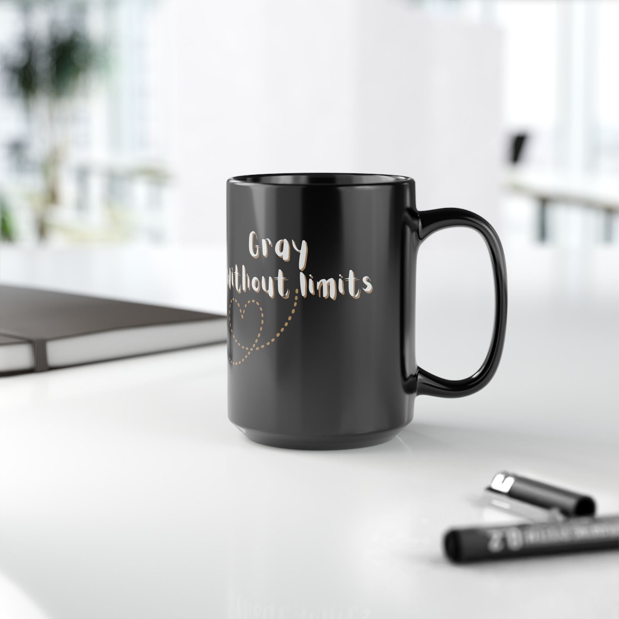 Gray Without Limits Inspirational Mug - 15oz Black Coffee Cup