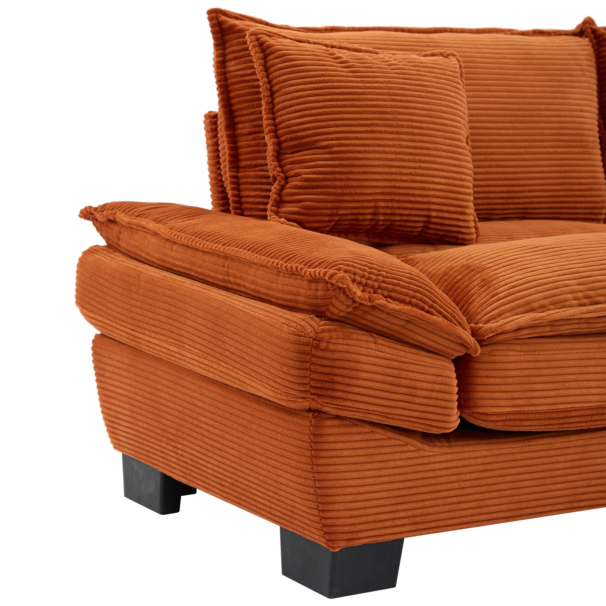 Corduroy Sofa Sleeper Couch Loveseat Sofa with Pillows Comfy Upholstered Deep Seat Sofa for Bedroom,Living Room,Apartment,Office,Dorm-Orange Corduroy