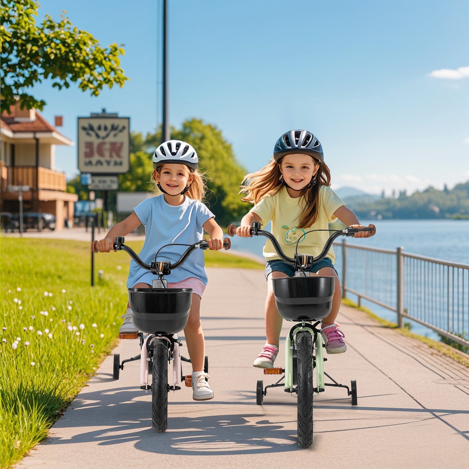18-Inch Kids Bike Adjustable with Training Wheels for 4-8 Years Old