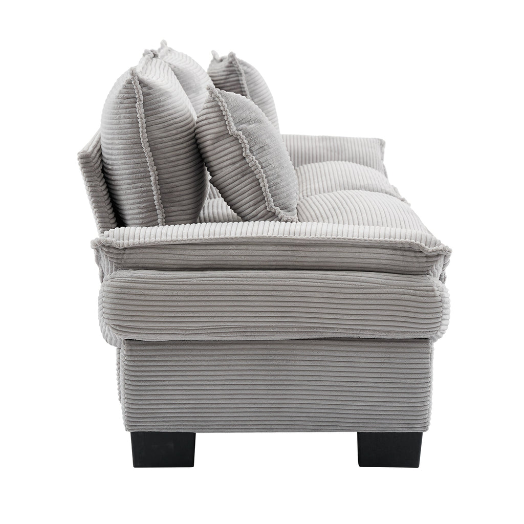 Corduroy Sofa Sleeper Couch Loveseat Sofa with Pillows Comfy Upholstered Deep Seat Sofa for Bedroom,Living Room,Apartment,Office,Dorm-Light Grey Corduroy