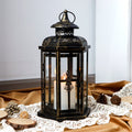 12“H Medium Metal Candle Holder(Black with Gold Brush)