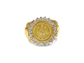 Diamond Fancy Solid White/Yellow/Rose Gold Handmade Coin Ring , Dos Pesos Coin ,