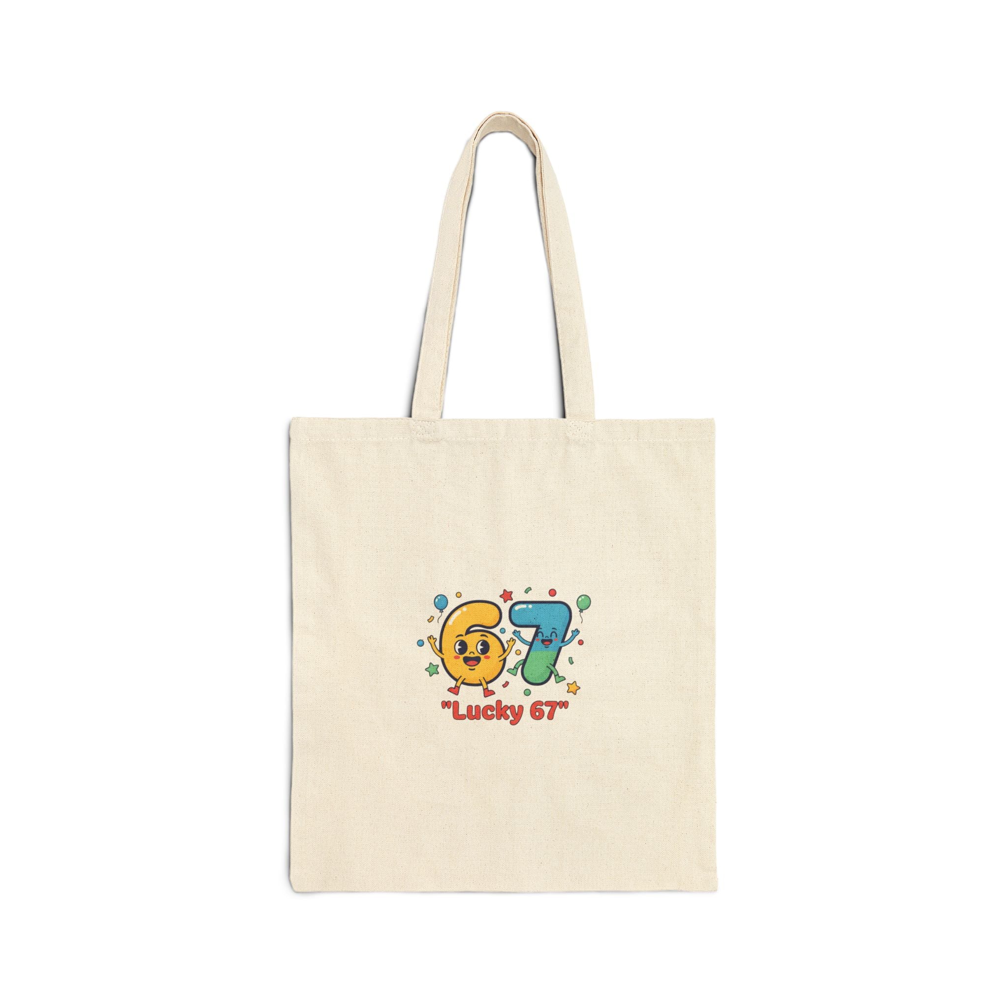 67 meme tote, 67 number absurdist humor tote | random number meme, minimalist type