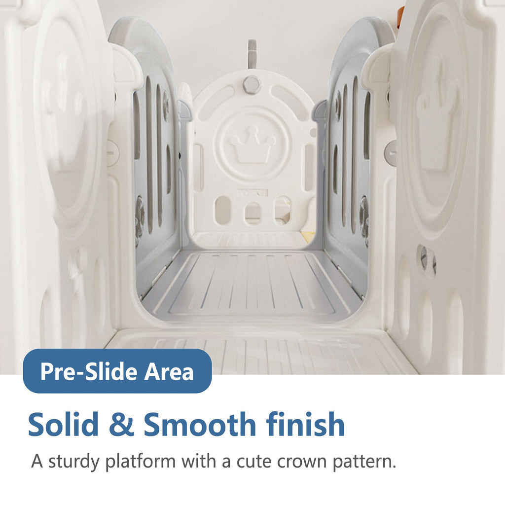 Versatile Toddler Slide with 11-in-1 Activity Center, Grey+Ivory, Polyethylene, 116.54in
