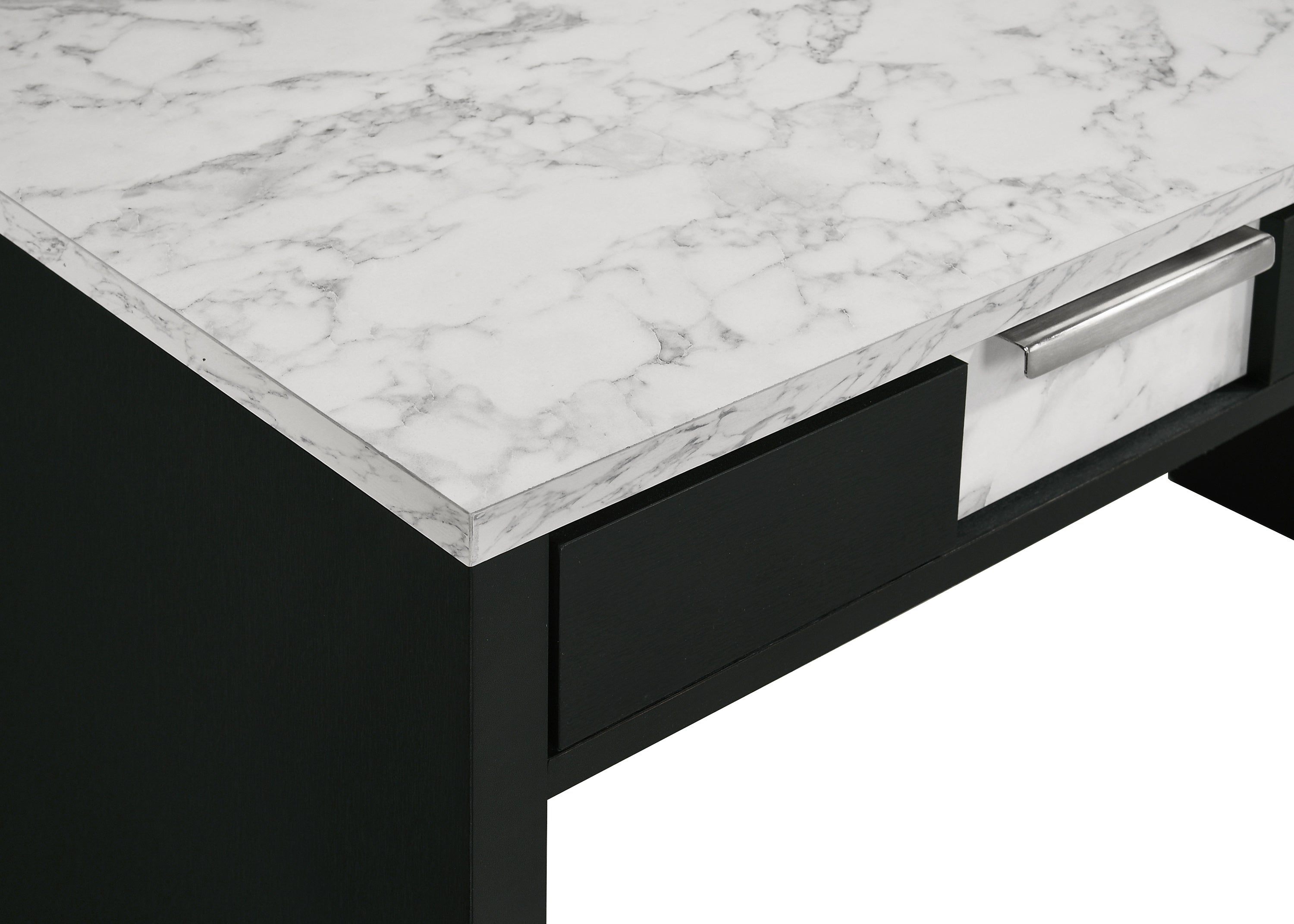 1pc Modern Desk Elegance Black Base Stunning Marble Storage Two Drawers Wooden Home Office Furniture White Black
