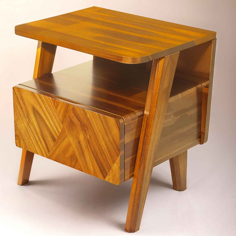 Rorns Rum Nightstand with Drawer for Stylish Bedroom Storage