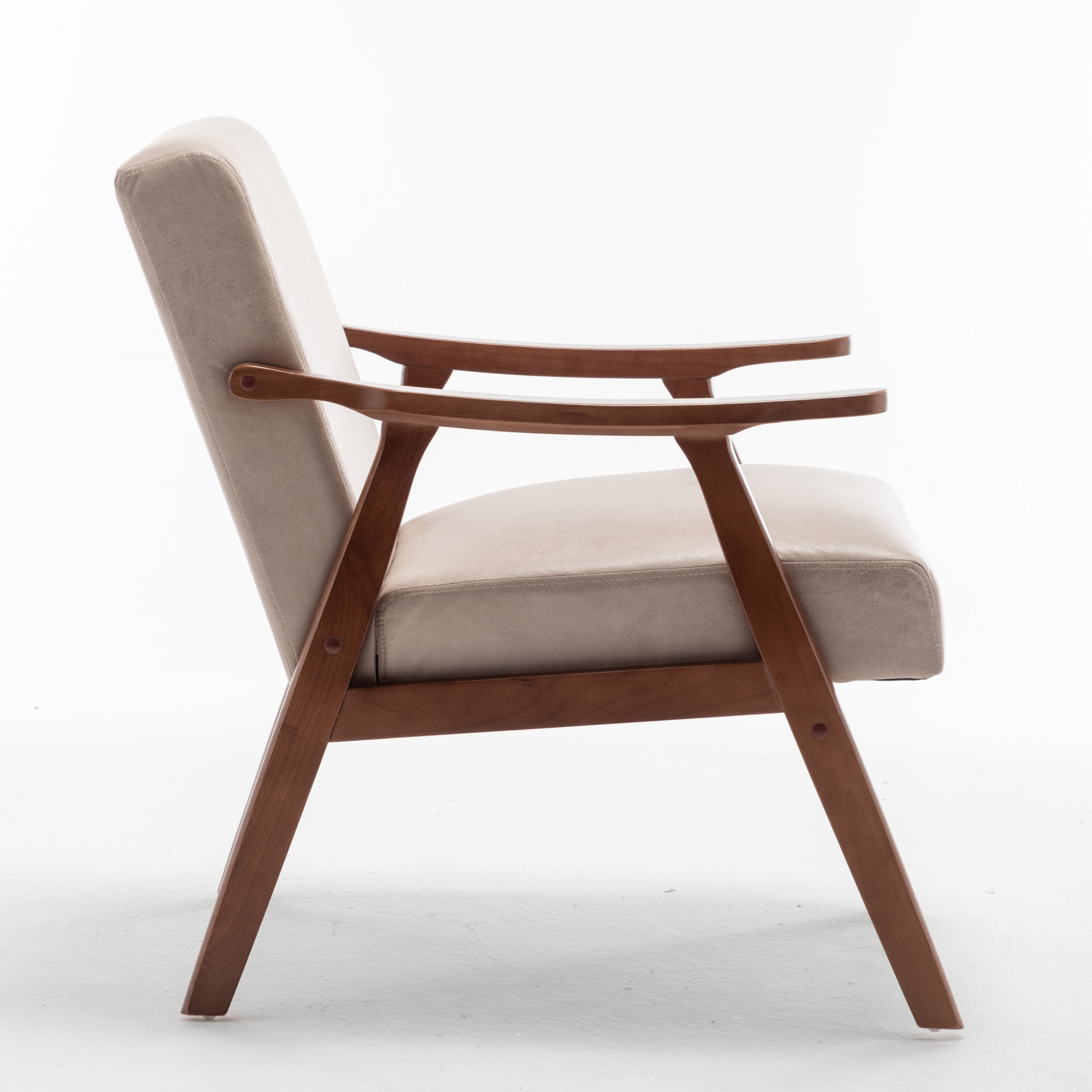 Mid-Century Modern Chair, Living Room Chair with Solid Wood Frame, Accent Chair Extra-Thick Backrest, Wingback Chair for Bedroom, Reading Room, Living Room, Lounge Chair Indoor