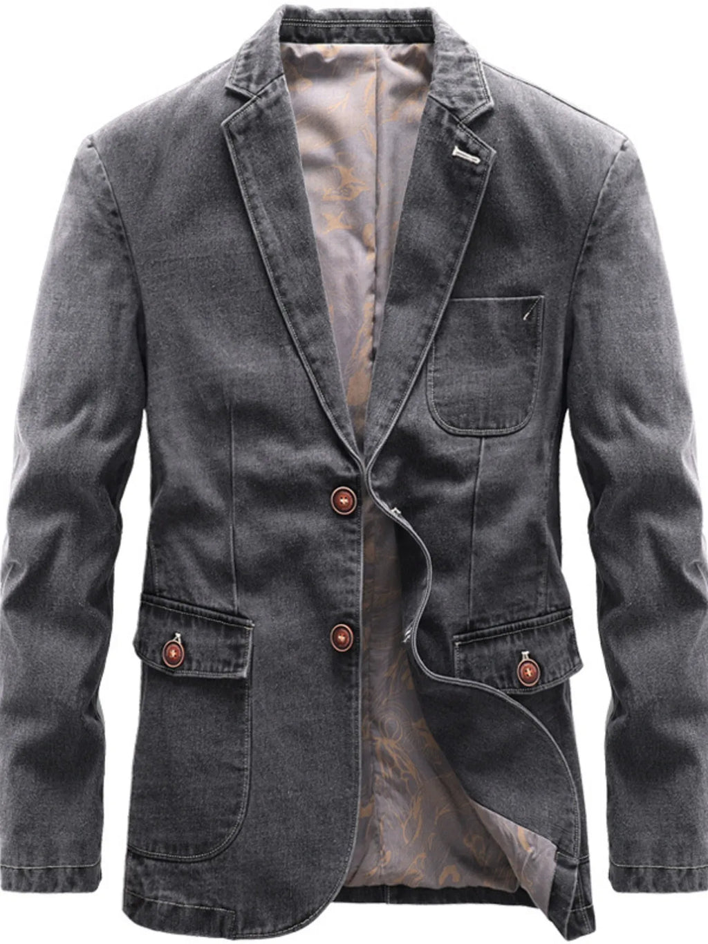 Lapel Collar Long Sleeve Blazer Plus Size