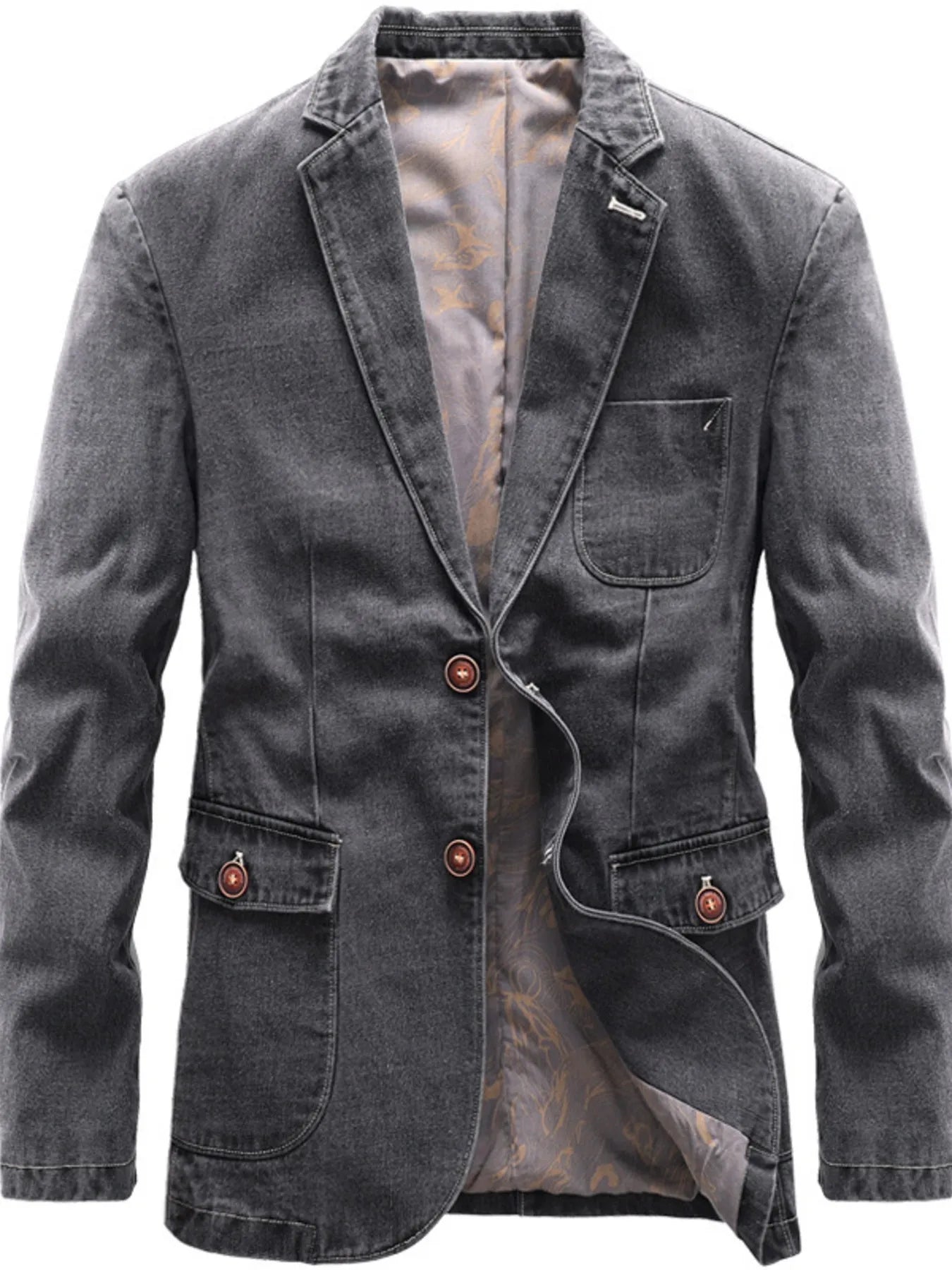 Lapel Collar Long Sleeve Blazer Plus Size