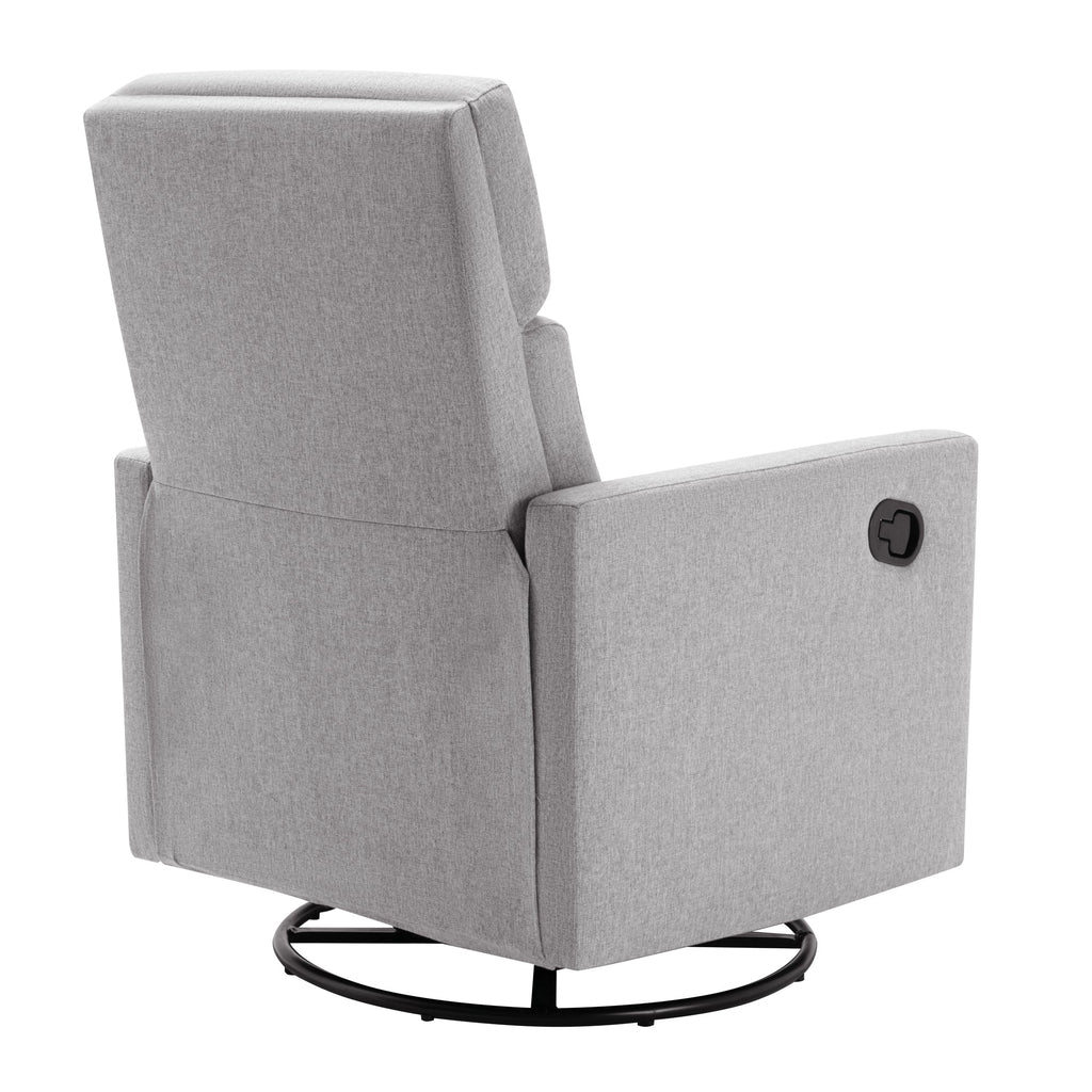 Modern Upholstered Rocker Nursery Chair Plush Seating Glider Swivel Recliner Chair, Gray Linen