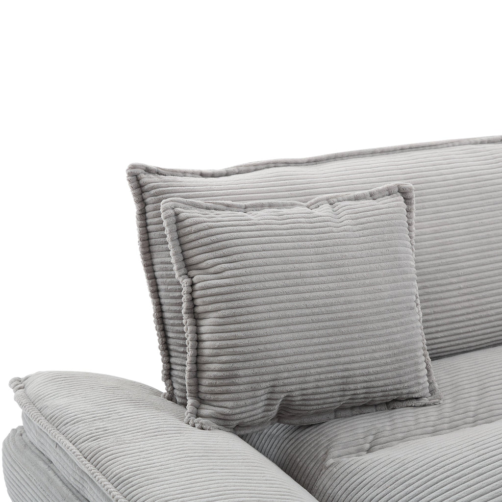 Corduroy Sofa Sleeper Couch Loveseat Sofa with Pillows Comfy Upholstered Deep Seat Sofa for Bedroom,Living Room,Apartment,Office,Dorm-Light Grey Corduroy