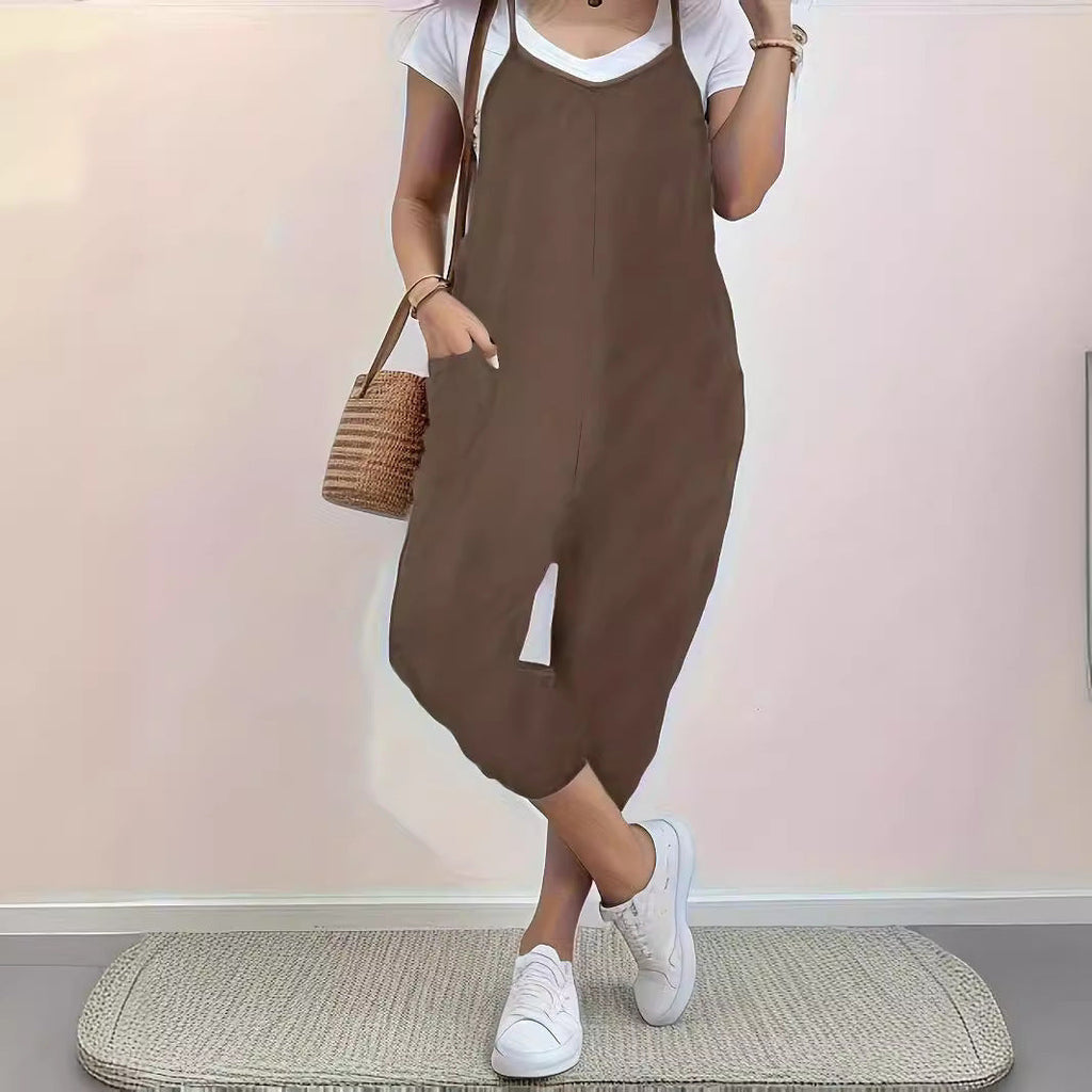 Pocket Sling Loose Casual Jumpsuit Women
