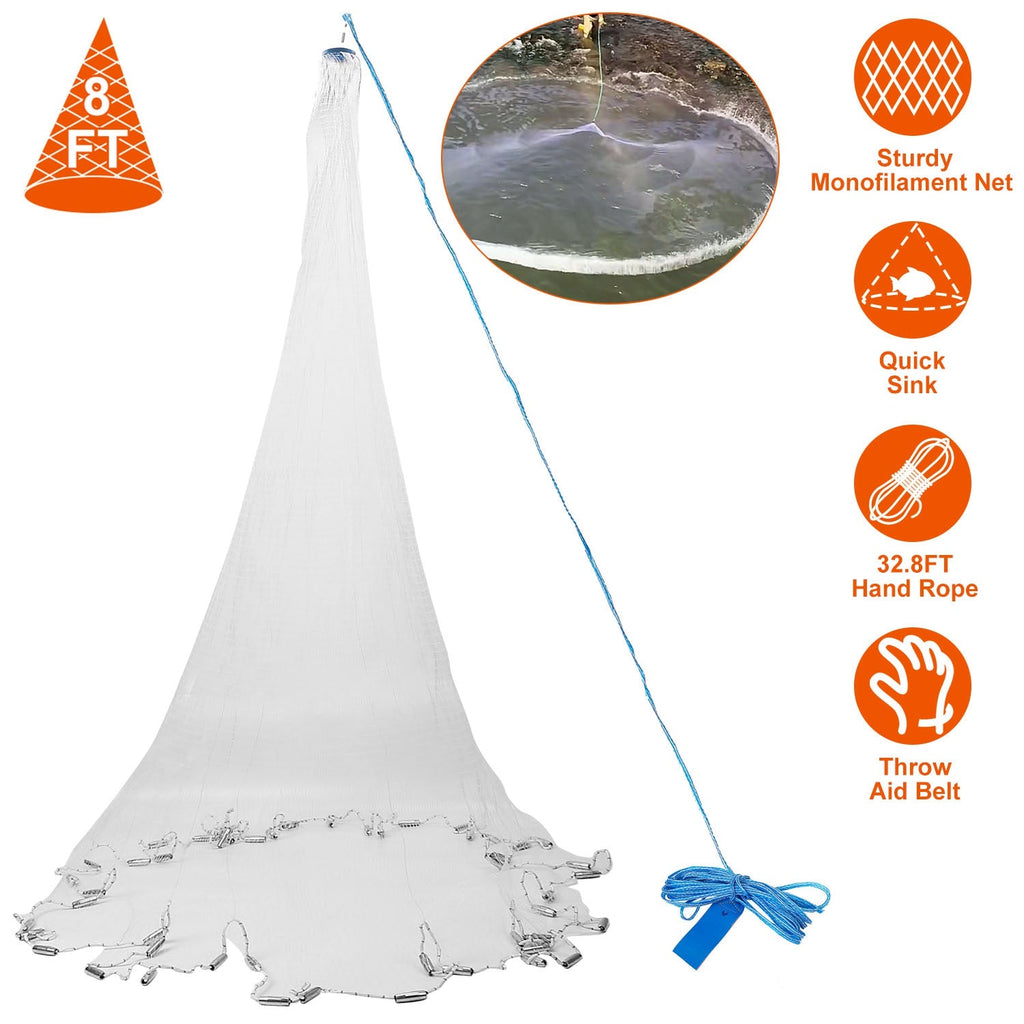 GBruno 8ft Radius Fishing Cast Net