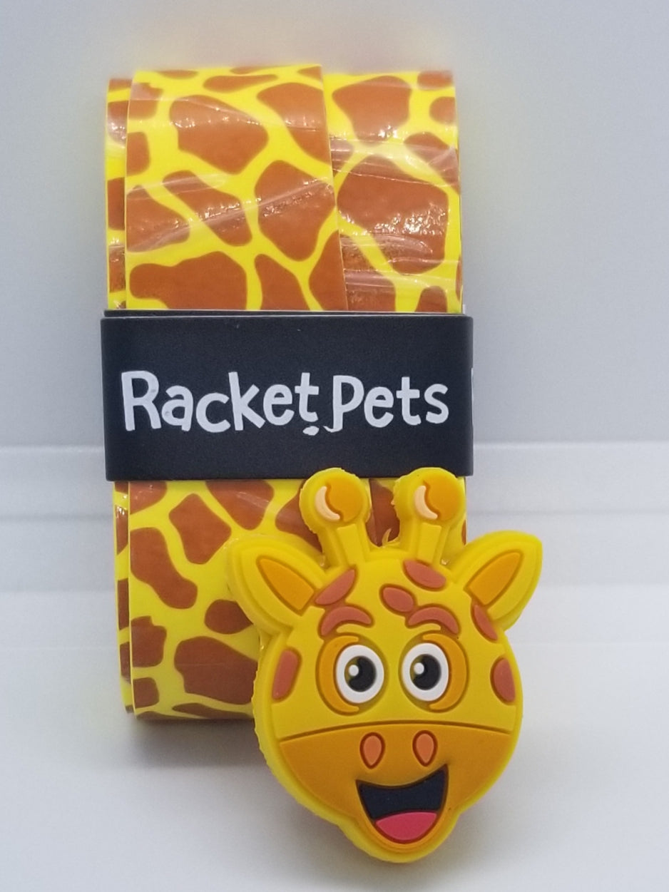 Giraffe Yellow  Tennis Overgrip Tape and Matching Shock Absorbing Dampener for Tennis Racket