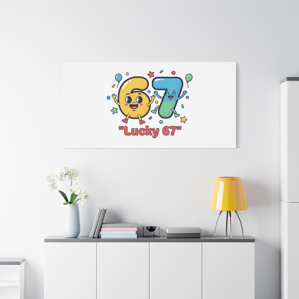 Lucky 67 Canvas, Stretched Matte | 67 meme, absurdist humor
