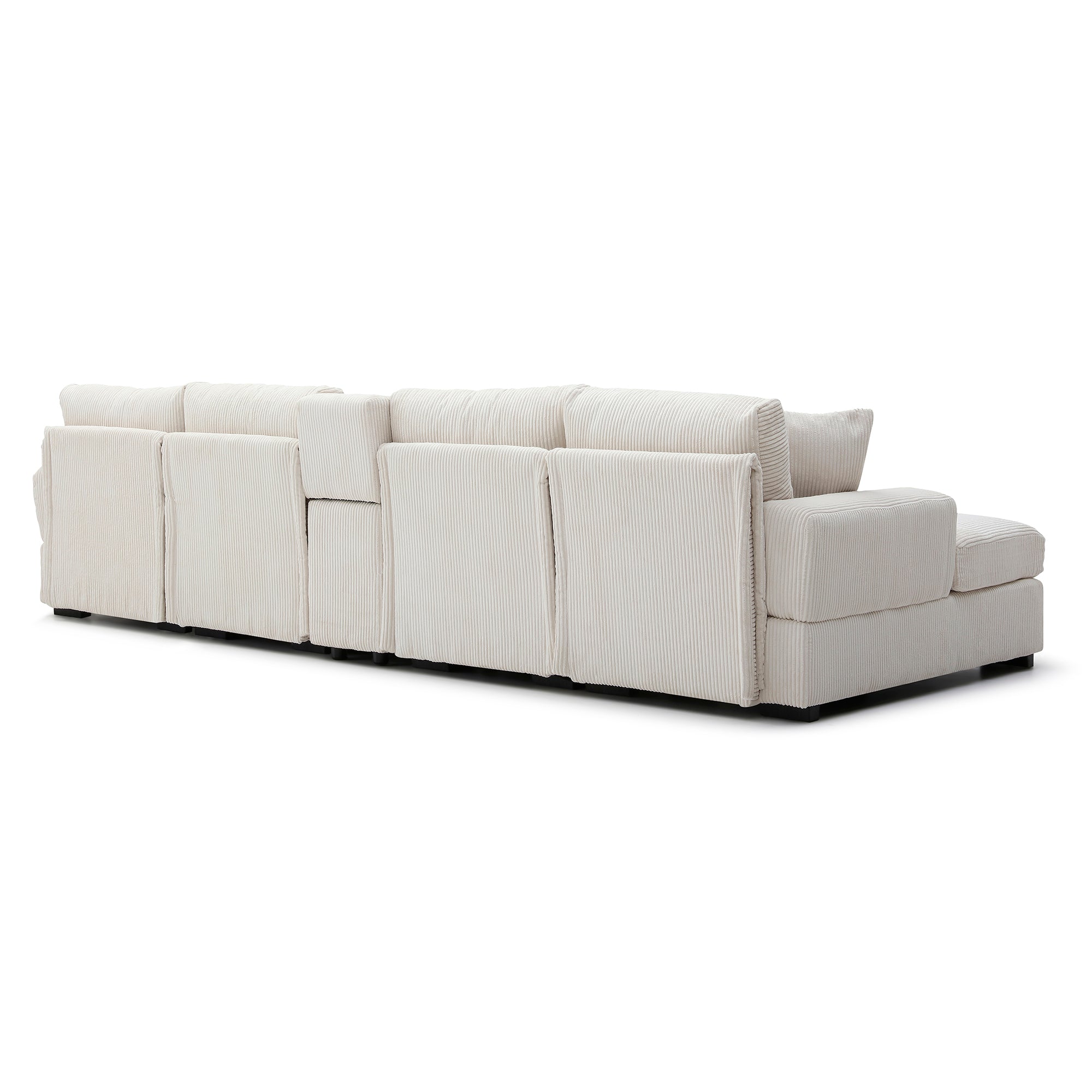U Shaped Cloud Couch Sectional Sofa for Living Room,126' Oversized Comfy Cloud Sofa with Console,Cup Holder ,Double Chaise, Beige