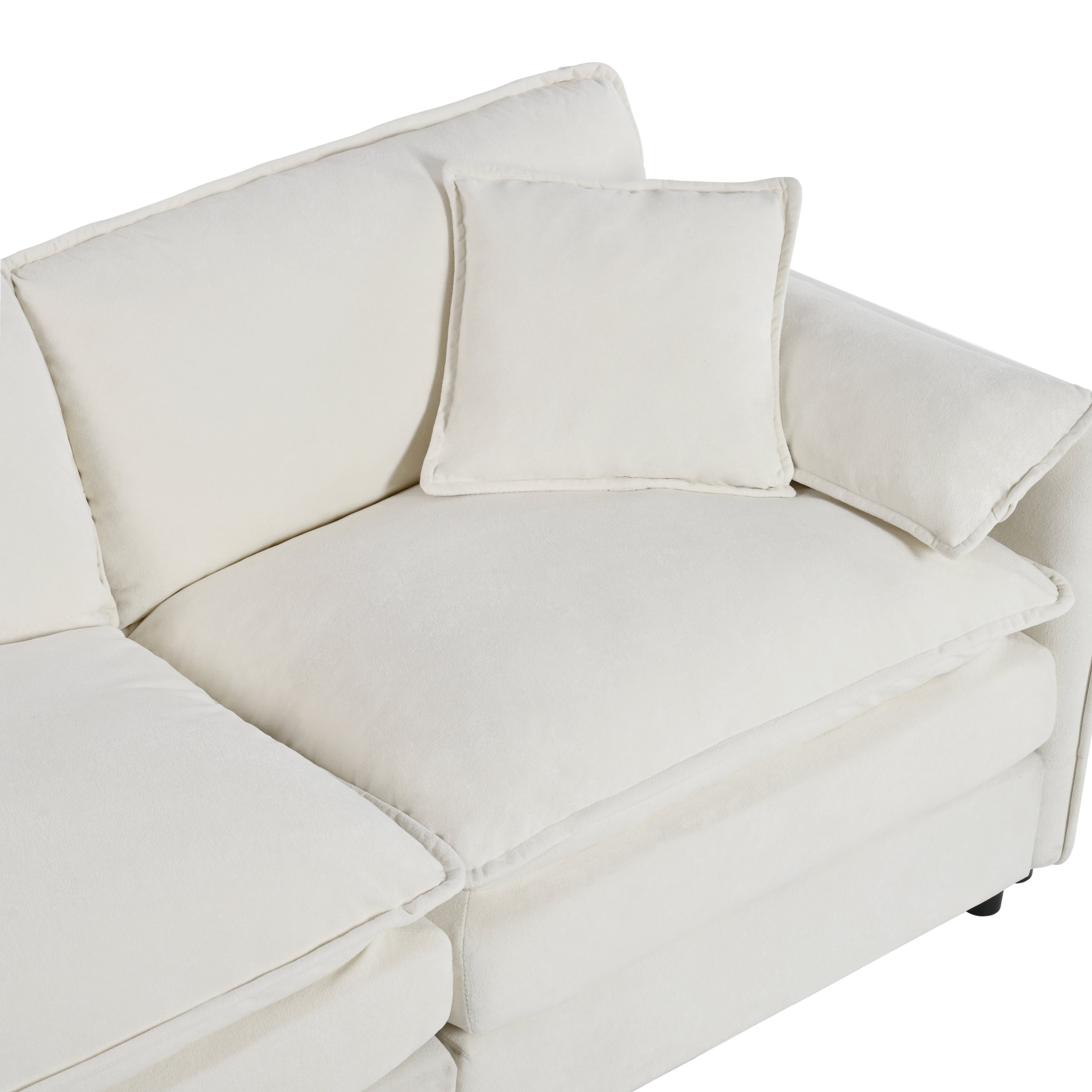Modular Sectional Sofa, Oversized Deep Seat U Shaped Couch Set for Living Room, 3-Seater Comfy Cloud Couches with 2 Movable Ottomans, DIY Combination, Chenille,Beige