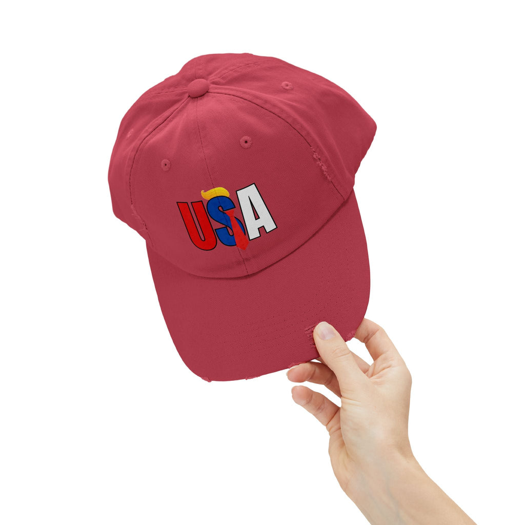 Unisex Trendy Distressed USA Cap