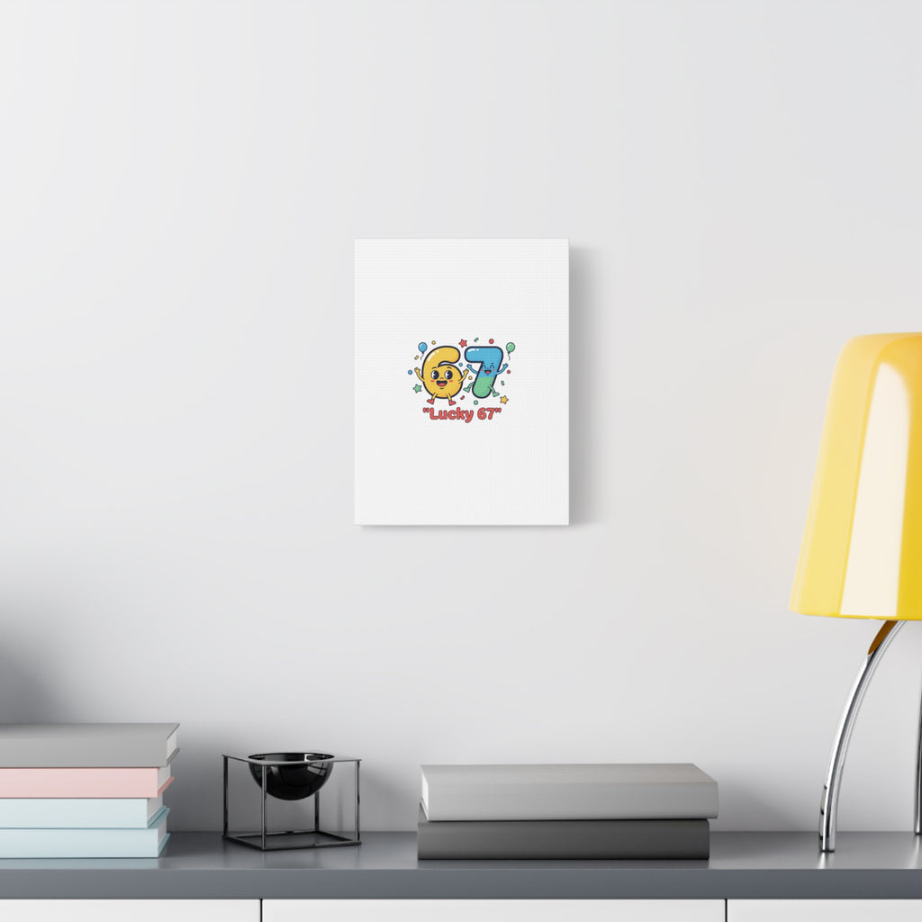 Lucky 67 Canvas, Stretched Matte | 67 meme, absurdist humor