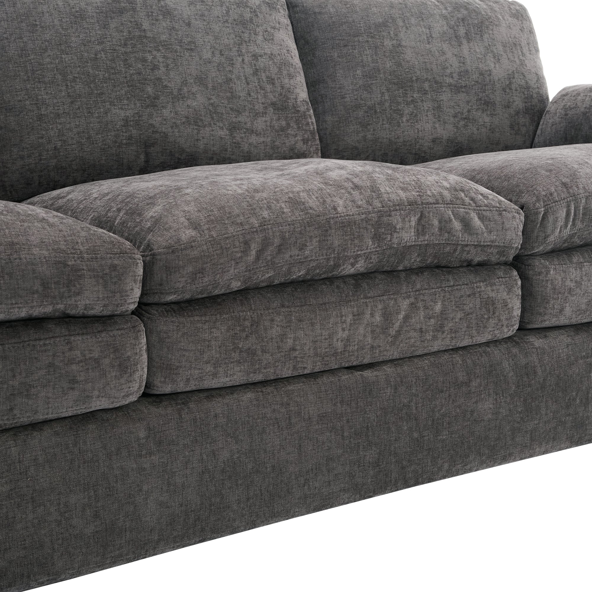 89'  Cozy Upholstered 3-seater Sofa Oversized Comfy Cloud Sofa Double Cushion 3-seater Sofa Plush Cushion Sofa Couch for Living Room, Grey