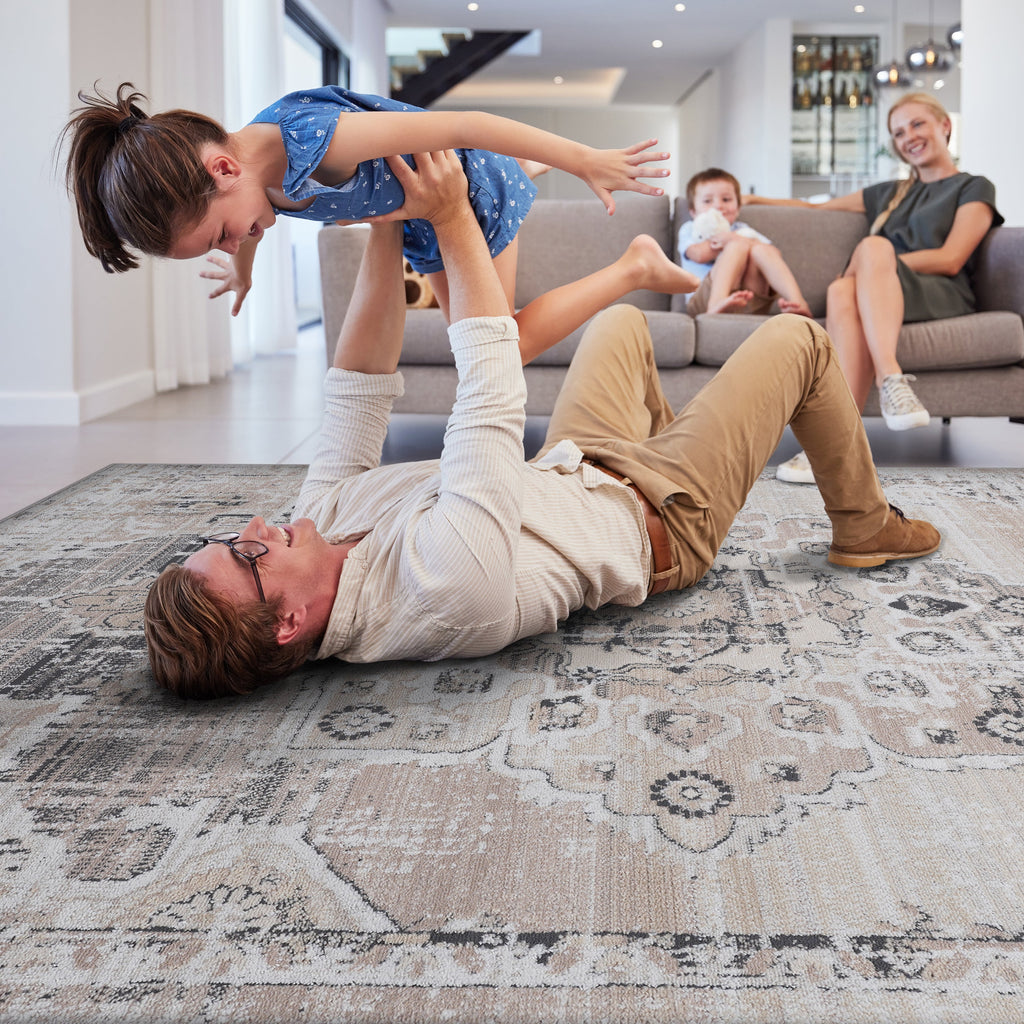 NAAR PAYAS Collection 2X8 Cream / Beige / Medallion Runner Rug