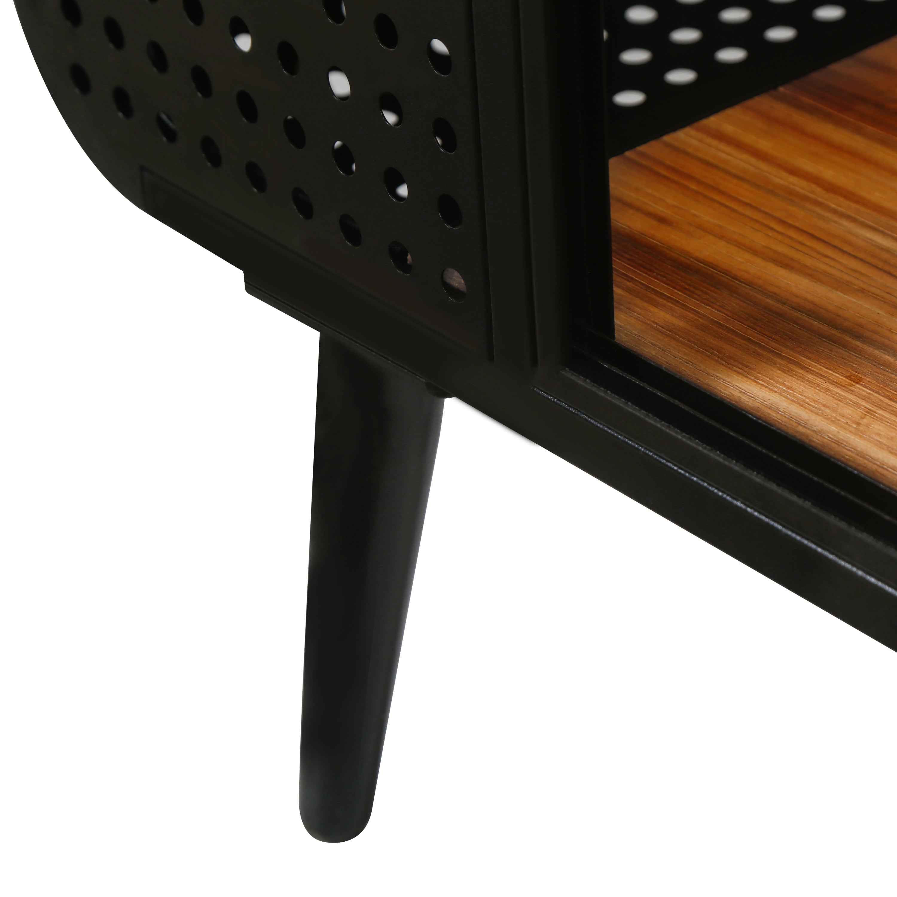 Modern Spacious Cat House with Tempered Glass and Iron Frame for Living Room, Black + Brown