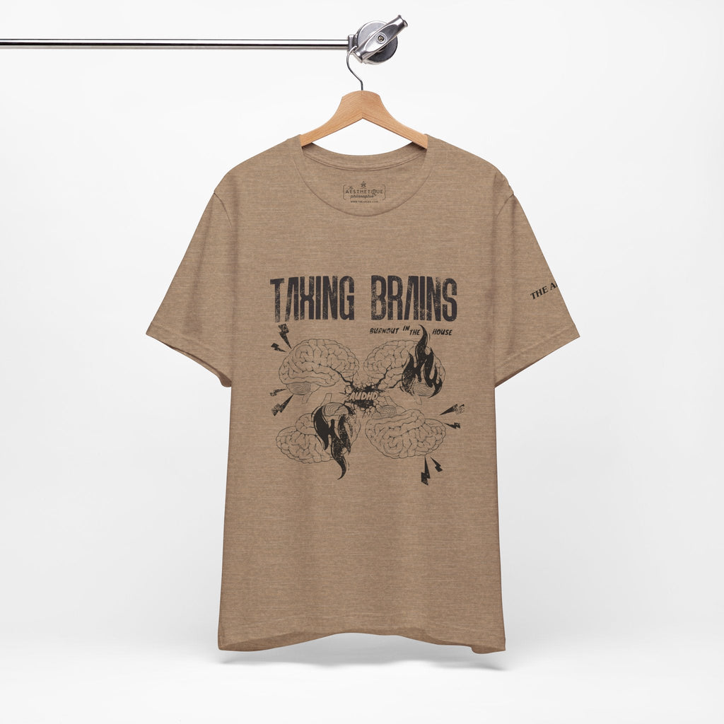 Taxing Brains - Burnout in the House - AuDHD - Adult Unisex Jersey Tee