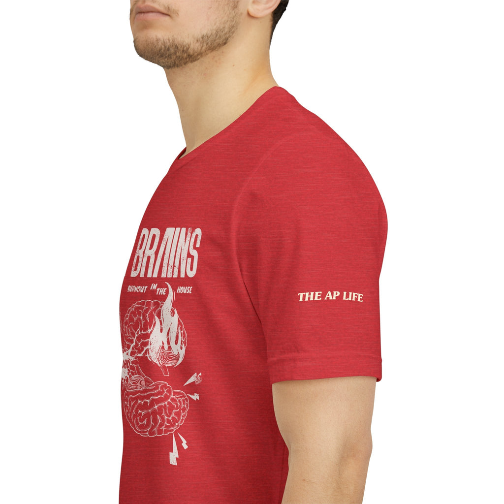 Taxing Brains - Burnout in the House - AuDHD - Adult Unisex Jersey Tee