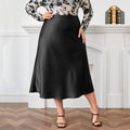High Waist Zipper Large Hem Satin Temperament Skirt