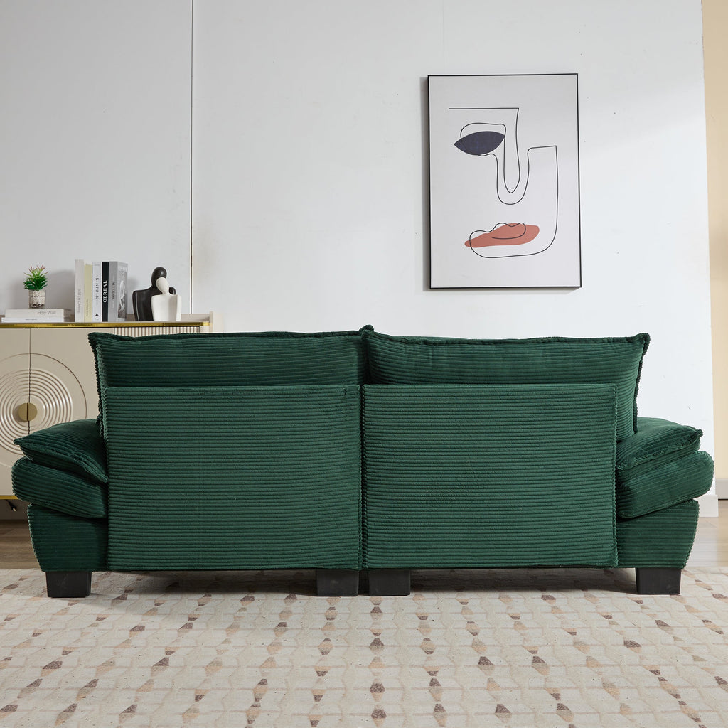 Corduroy Sofa Sleeper Couch Loveseat Sofa with Pillows Comfy Upholstered Deep Seat Sofa for Bedroom,Living Room,Apartment,Office,Dorm-Green Corduroy
