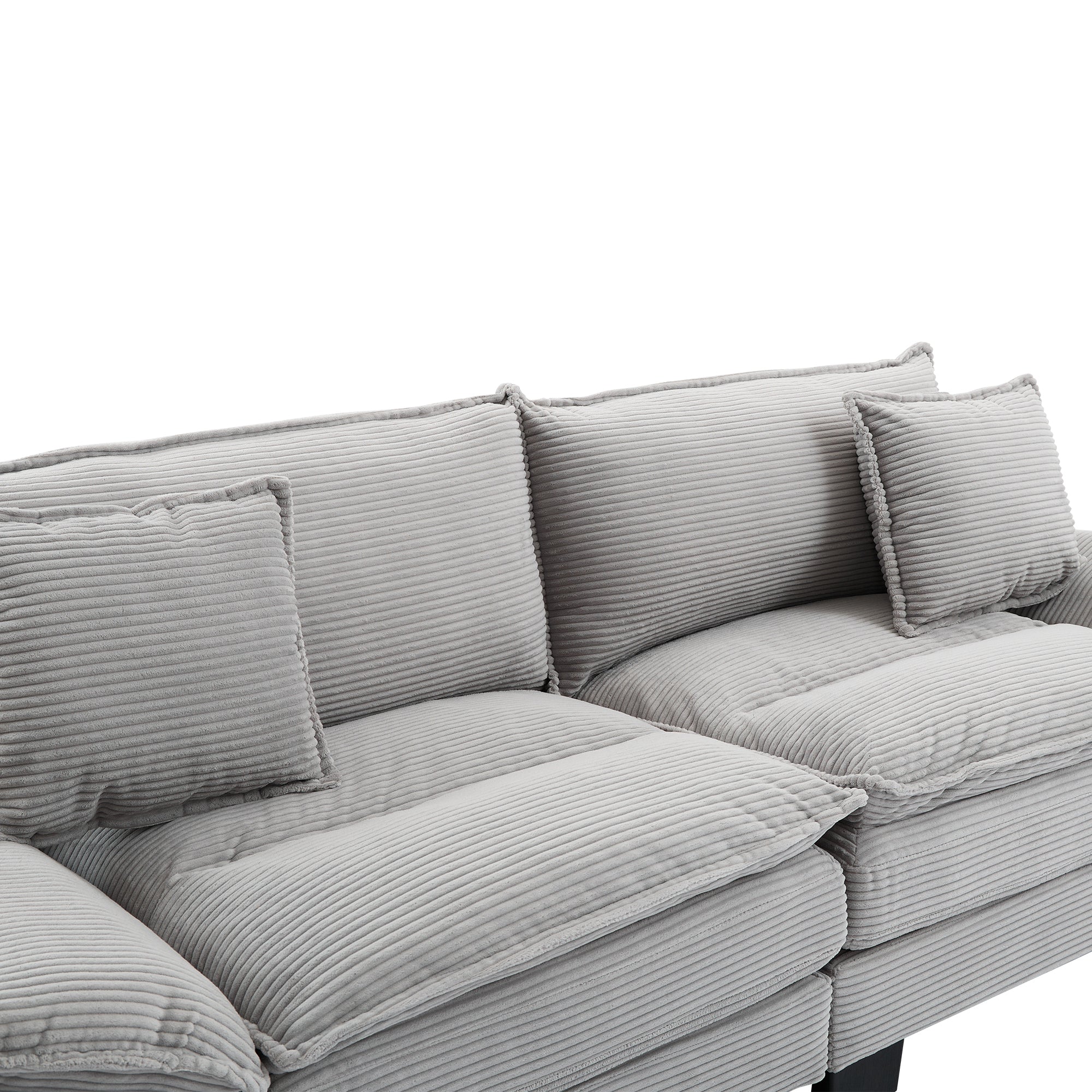 Corduroy Sofa Sleeper Couch Loveseat Sofa with Pillows Comfy Upholstered Deep Seat Sofa for Bedroom,Living Room,Apartment,Office,Dorm-Light Grey Corduroy