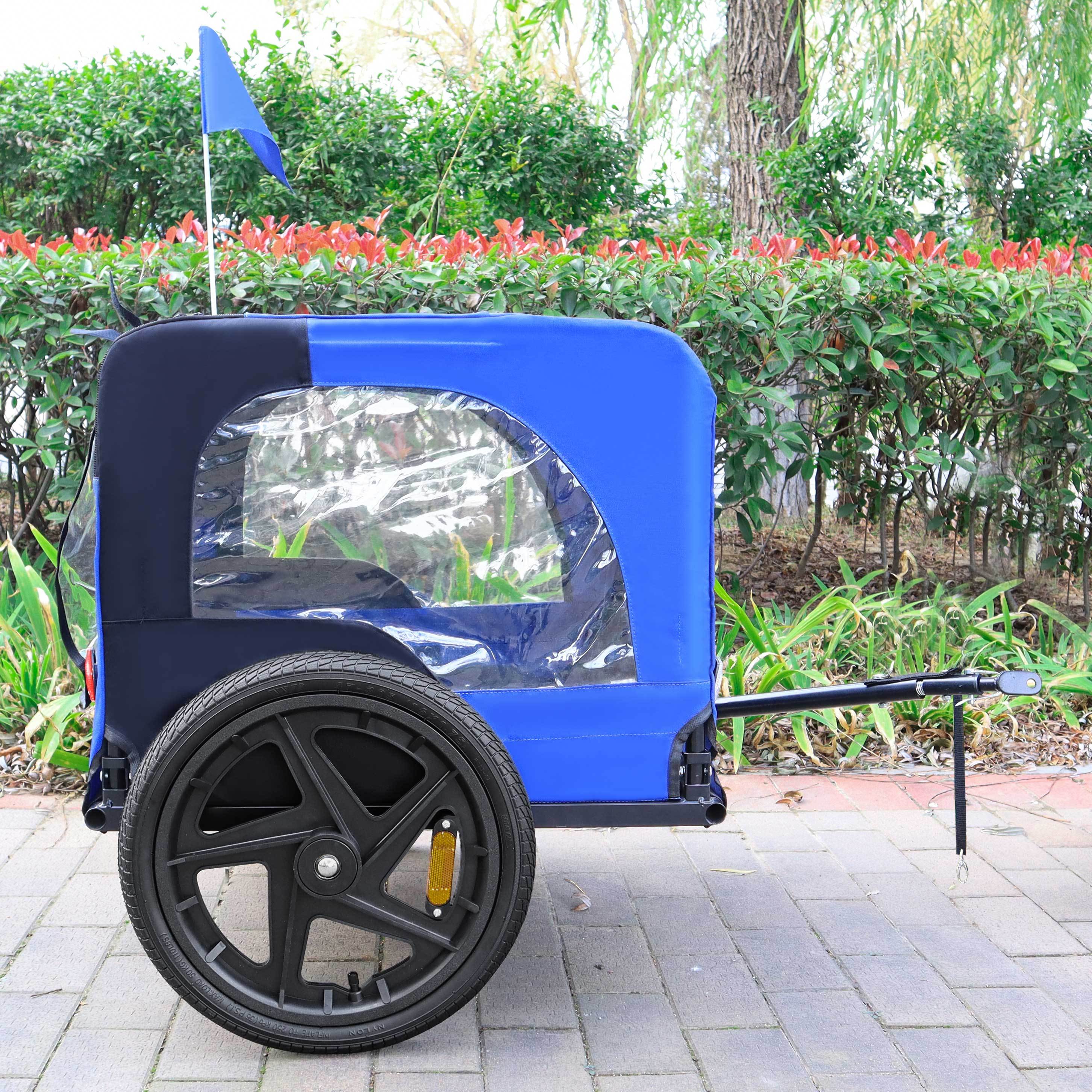 Pet Bike Trailer Dog Cart for Bicycle,Suitable for Small and Medium Pets, Easy Folding Cart Frame, Quick Release Wheel, Non-Slip Floor, Internal Leash