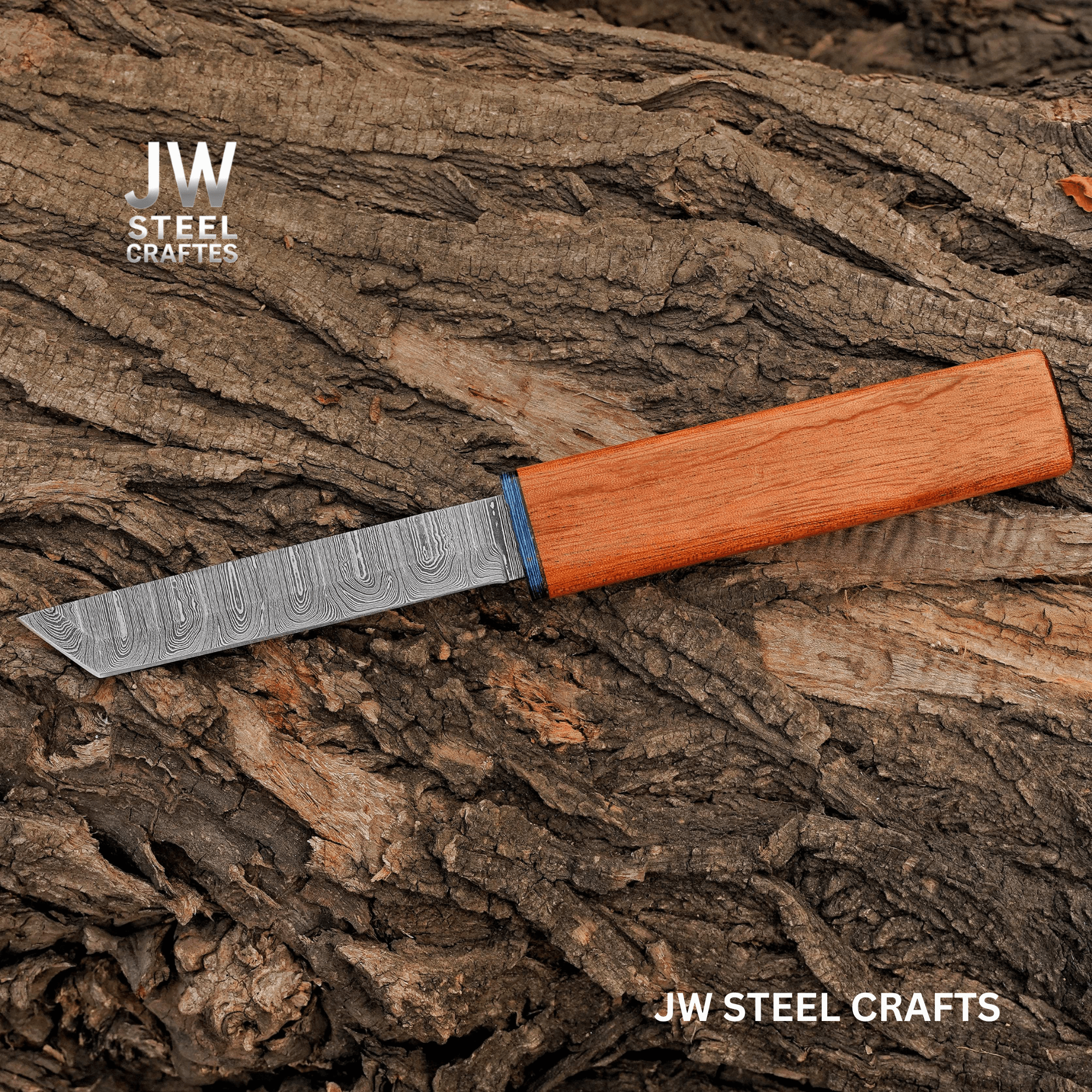 3-Piece Handmade Knife Set — 5-Inch Damascus Utility Blades with Rosewood Handles & Interlocking Scabbard