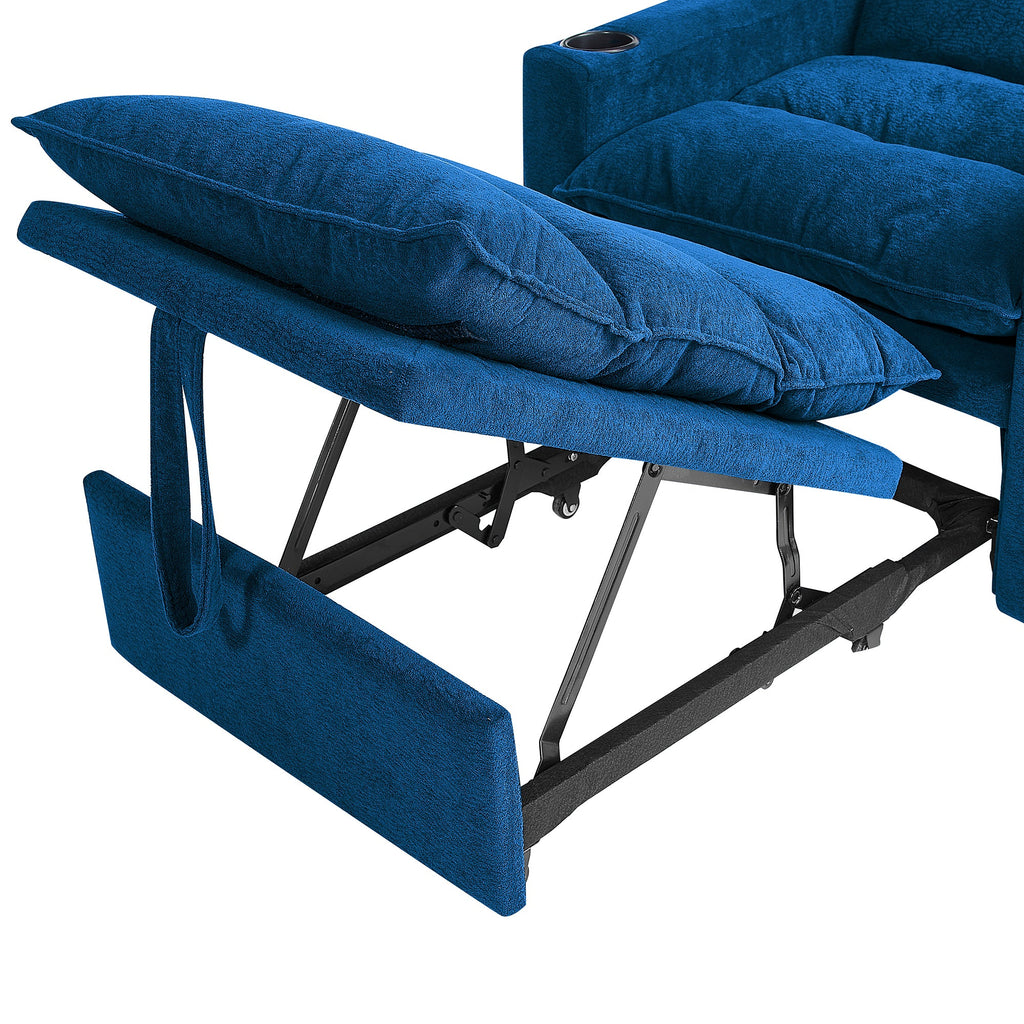 Sleeper Sofa Chair Bed, Convertible Sofa Chair 3-in-1, Adjustable Sleeper Chair Pullout Sofa Bed with Modern Velvet Fabric for Living Room Apartment Small Space, Blue