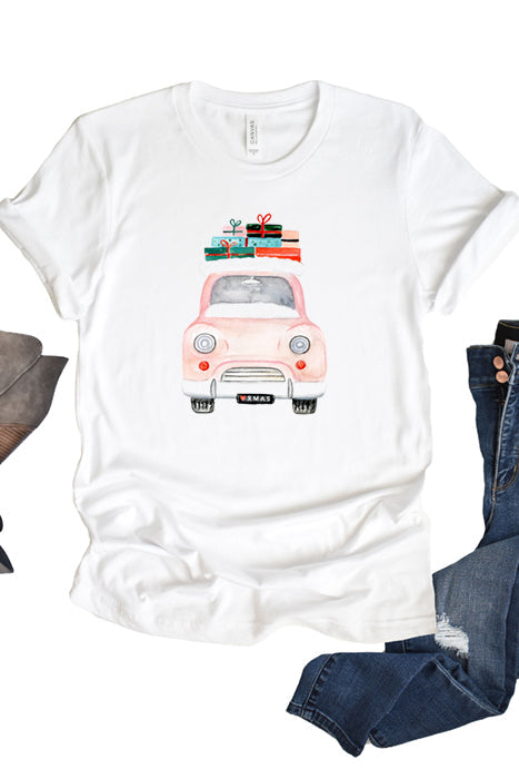 Vintage Car w/ presents tee 3026