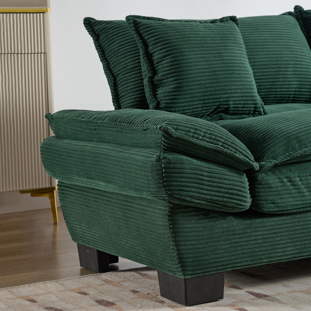 Corduroy Sofa Sleeper Couch Loveseat Sofa with Pillows Comfy Upholstered Deep Seat Sofa for Bedroom,Living Room,Apartment,Office,Dorm-Green Corduroy