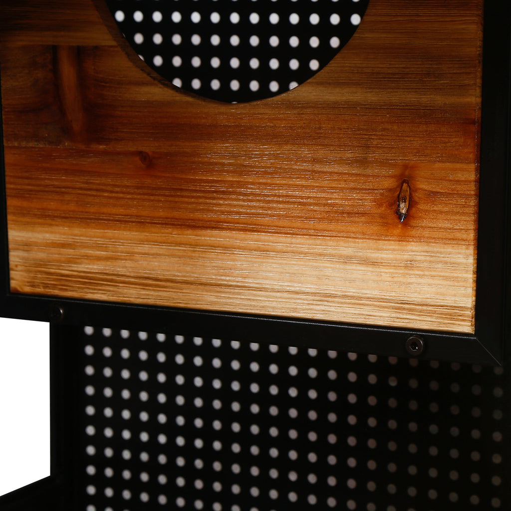 Modern Spacious Cat House with Tempered Glass and Iron Frame for Living Room, Black + Brown
