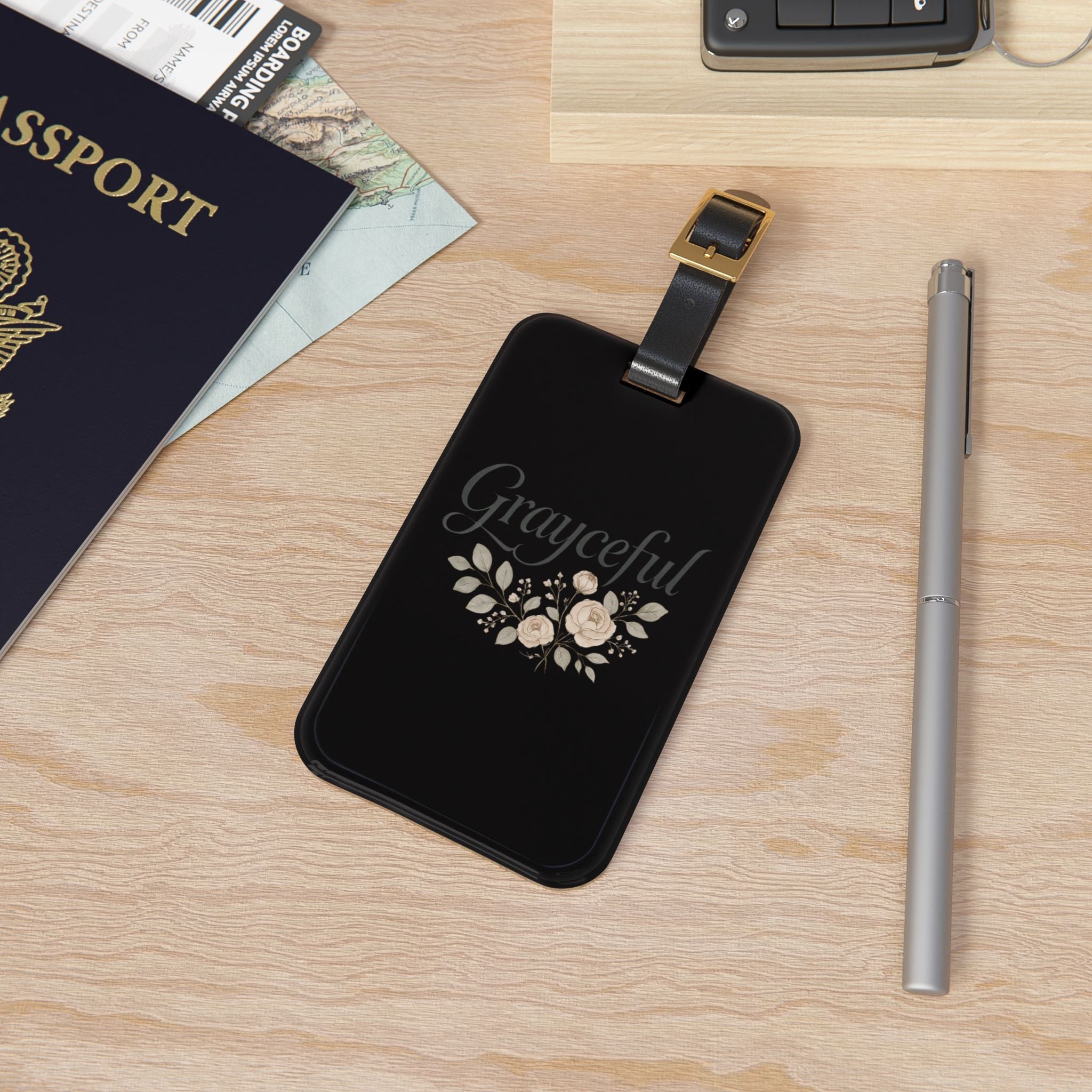 Elegant Floral Luggage Tag, Travel Accessory, Customizable Gift, Travel Essentials, Adventure Tag, Floral Design
