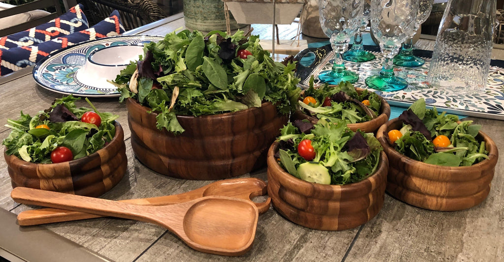 Large Salad Bowl with Servers and 4 Individuals - 330B7