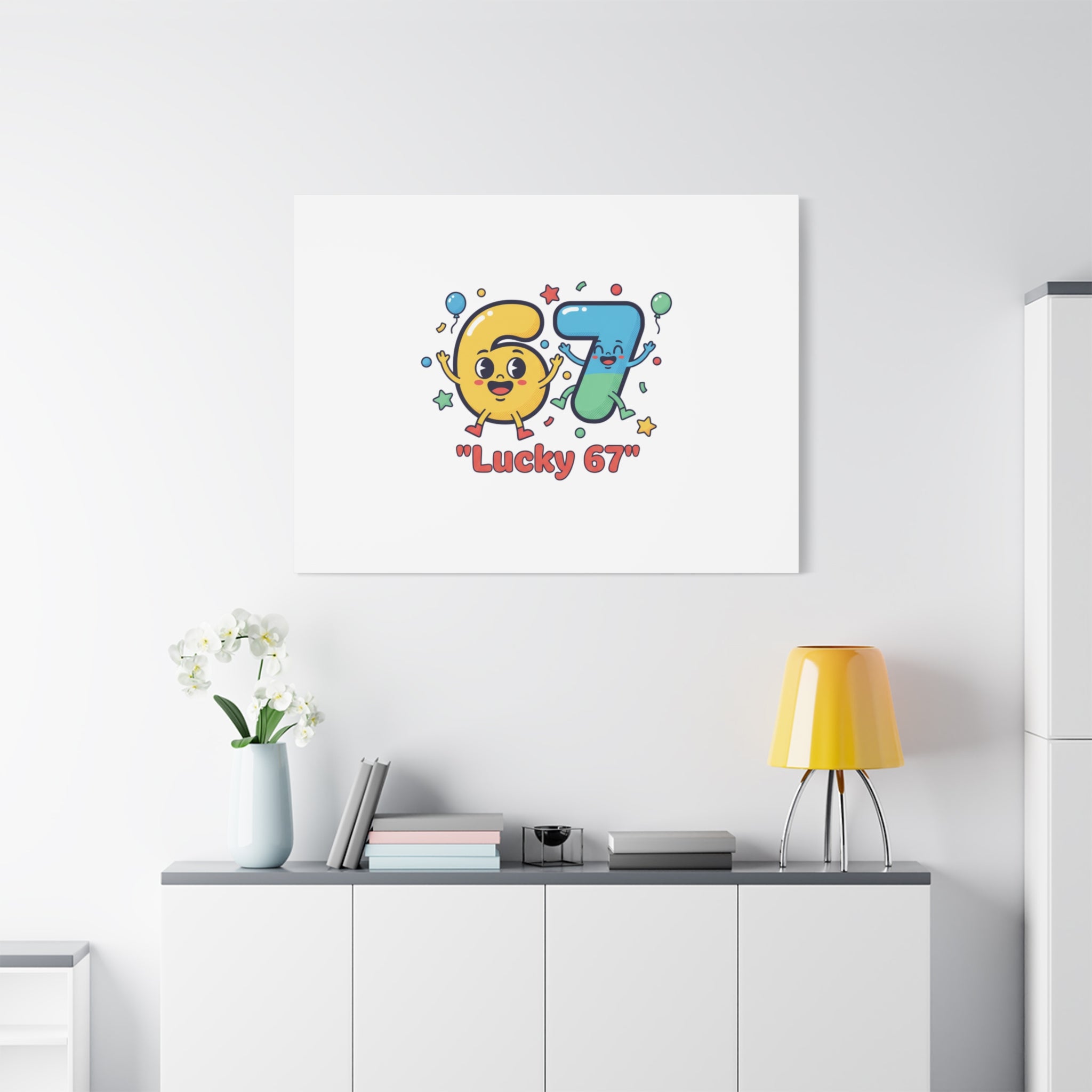 Lucky 67 Canvas, Stretched Matte | 67 meme, absurdist humor